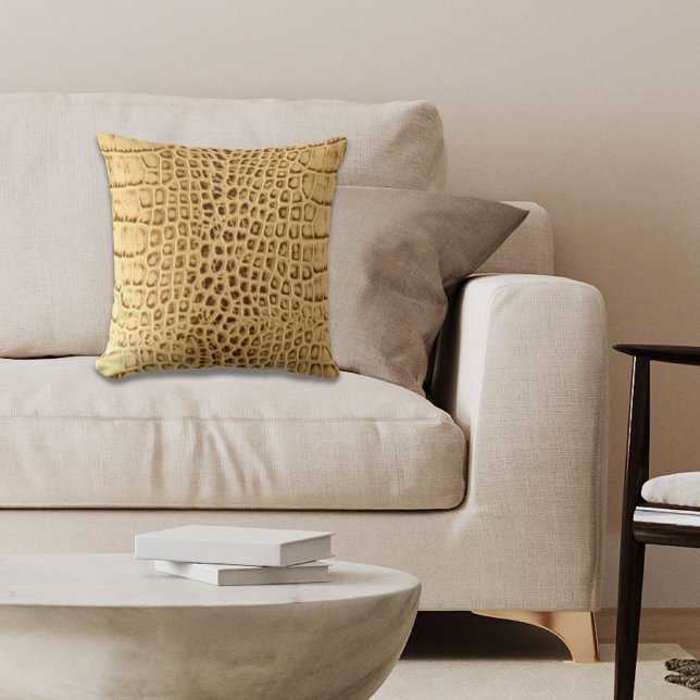 Südwestgoldbraun Alligator Leather Kissen (southwestern Gold brown Alligator Leather Throw Pillow)