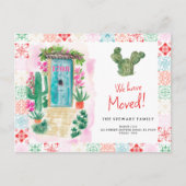 Südwestkakti Tür Aquarell neue Zuhause bewegt Ankündigungspostkarte (Vorderseite)
