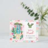 Südwestkakti Tür Aquarell neue Zuhause bewegt Ankündigungspostkarte (Stehend Vorderseite)