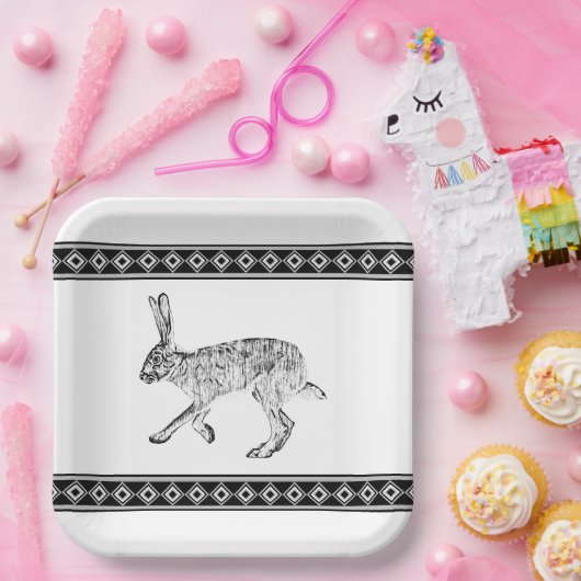 Südwestkaninchen mit Diamanten Zeichnend Pappteller (Party)