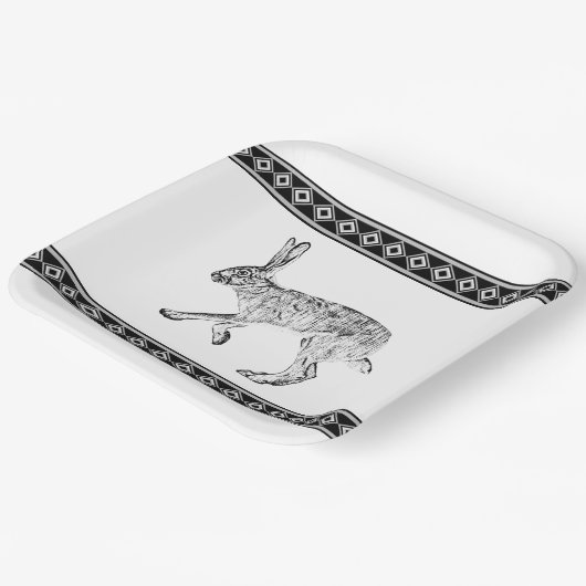 Südwestkaninchen mit Diamanten Zeichnend Pappteller (Gewinkelt)