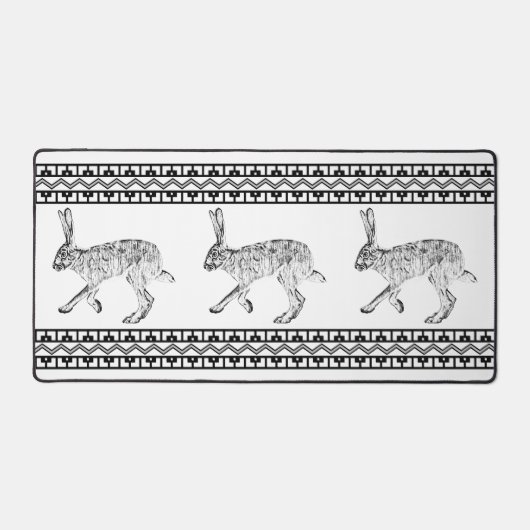 Südwestkaninchen Schwarz und Weiß Geometrisch Schreibtischunterlage (Vorderseite)