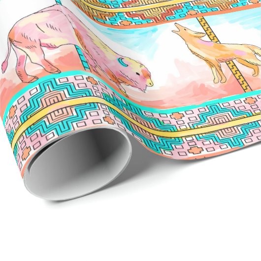 Südwestkarusselltier-Wüsten-Packpapier Geschenkpapier (Rolleneckpunkt)