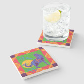 Südwestkojote-Trommel Steinuntersetzer (Seitenansicht)