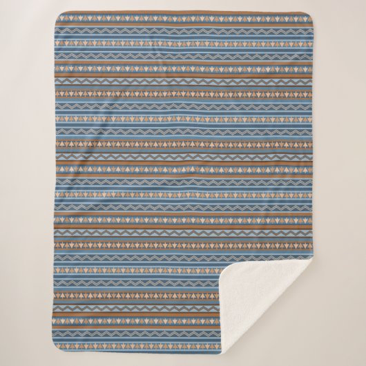 Südwestlich Blau und braun geometrisch groß Sherpadecke (Vorderseite)