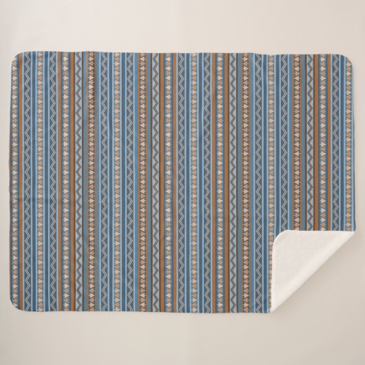 Südwestlich Blau und braun geometrisch groß Sherpadecke (Vorderseite (Horizontal))