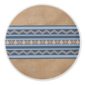 Südwestlich Blau und braun geometrische Grenzen Keramikknauf (Vorderseite)