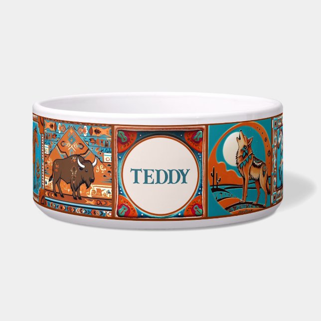 Südwestlich der amerikanischen Tile Custom Pet Napf (Vorderseite)
