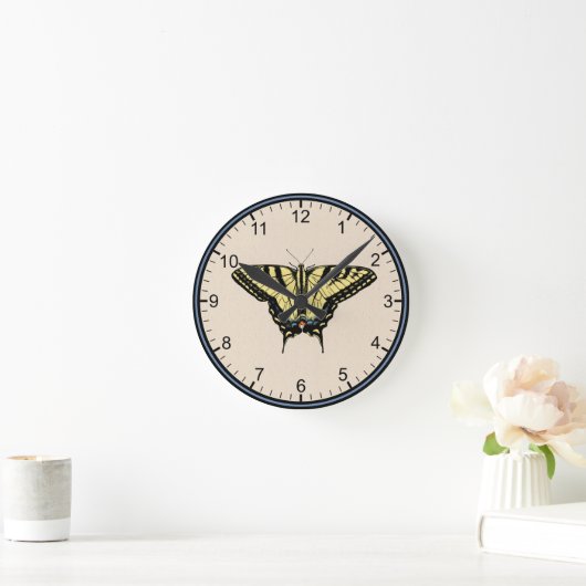 Südwestlich Gelbes Frack Schmetterling Klein Runde Wanduhr (Zuhause)