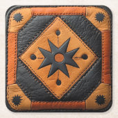 Südwestlich schönes Country Style Leather Rechteckiger Pappuntersetzer (Vorderseite)