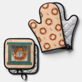 Südwestlich von Blauer Wetterscheibe und Chile-Krä Ofenhandschuh & Topflappen-Set (Vorderseite/Rückseite)