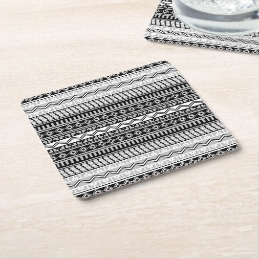 Südwestlich von Schwarz und Weiß und Grau Geometri Rechteckiger Pappuntersetzer (angewinkelt)