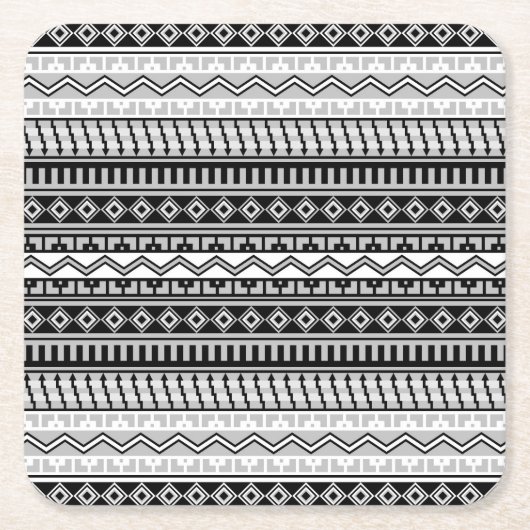 Südwestlich von Schwarz und Weiß und Grau Geometri Rechteckiger Pappuntersetzer (Vorderseite)