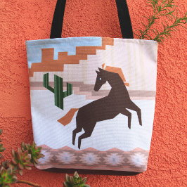 Südwestlich von Wild Brown Horse & Cactus Tasche