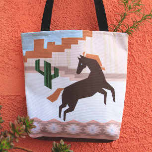 Südwestlich von Wild Brown Horse & Cactus Tasche