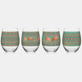 Südwestliche Aquamarine Kupfer-Javelinas und geome Weinglas Ohne Stiel