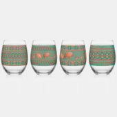 Südwestliche Aquamarine Kupfer-Javelinas und geome Weinglas Ohne Stiel (Hinten)