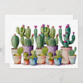 Südwestliche Aquarellkaktus in Töpfen Einladung (Vorne/Hinten)