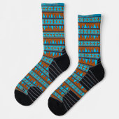 Südwestliche Bergspitze Geometrischer Streifen Tür Socken (Links)