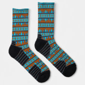 Südwestliche Bergspitze Geometrischer Streifen Tür Socken (Rechts)