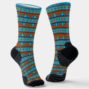 Südwestliche Bergspitze Geometrischer Streifen Tür Socken