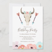 Südwestliche Chic Cow Skull Geburtstagsparty Einladung (Vorderseite)