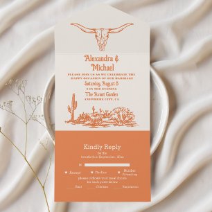 Südwestliche Country-Ranch-Western-Hochzeit All In One Einladung