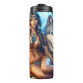 Südwestliche Heimat, Frau und Wolf. Thermosbecher (Vorderseite)