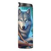 Südwestliche Heimat, Frau und Wolf. Thermosbecher (Nach rechts gedreht)