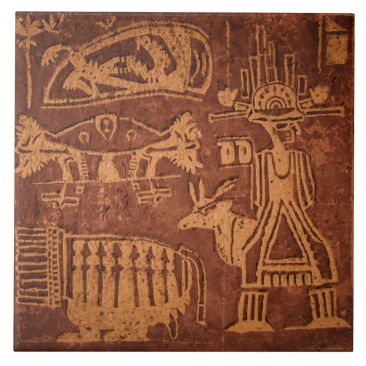 Südwestliche indianische Petroglyphe Fliese (Vorderseite)