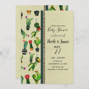 Südwestliche Kaktus Pflanze Natural Baby Shower Einladung