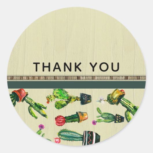 Südwestliche Kaktus Pflanze Natürliche rustikale G Runder Aufkleber (Vorderseite)