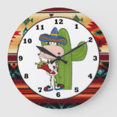 Südwestliche Kuh-Küchen-Cartoonuhr Große Wanduhr (Vorderseite)