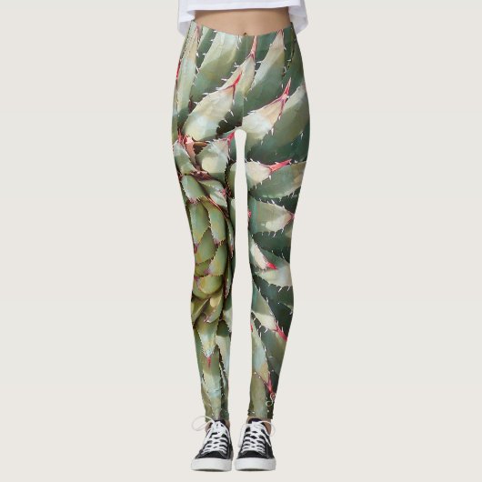Südwestliche Leggings, Agave Green/Lila mit Name Leggings (Vorderseite)
