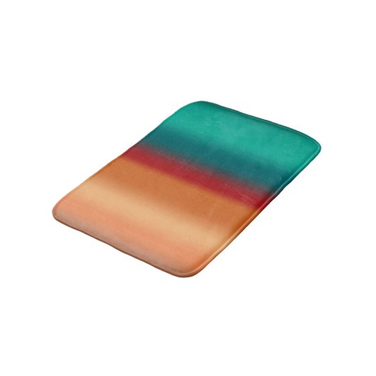 Südwestliche Orange Rot-Türkis-Regenbogen Streifen Badematte (Schrägansicht)