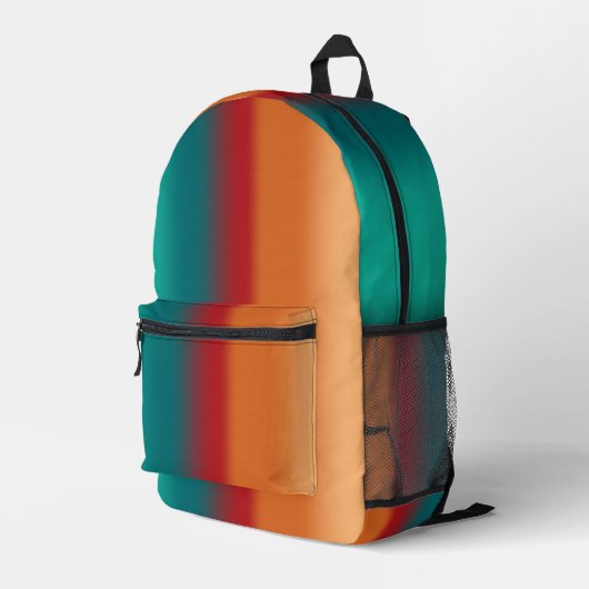 Südwestliche Orange Rot-Türkis-Regenbogen Streifen Bedruckter Rucksack (Rückseitige Ecke Rechts)