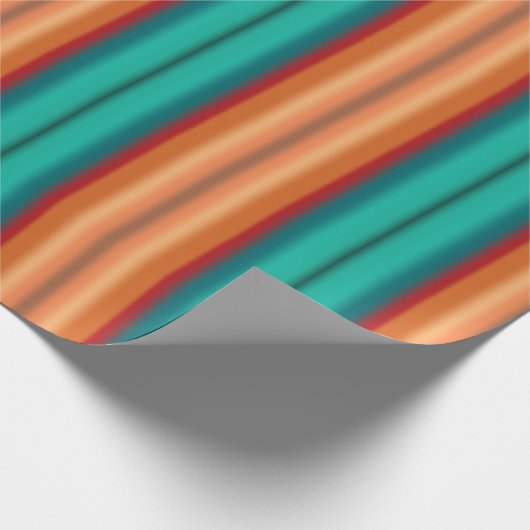 Südwestliche Orange Rot-Türkis-Regenbogen Streifen Geschenkpapier (Ecke)