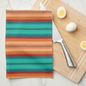 Südwestliche Orange Rot-Türkis-Regenbogen Streifen Geschirrtuch (Viertel Falte)