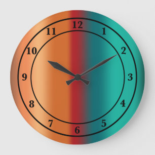 Südwestliche Orange Rot-Türkis-Regenbogen Streifen Große Wanduhr