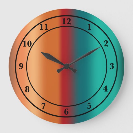 Südwestliche Orange Rot-Türkis-Regenbogen Streifen Große Wanduhr (Vorderseite)