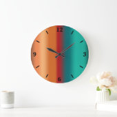 Südwestliche Orange Rot-Türkis-Regenbogen Streifen Große Wanduhr (Zuhause)