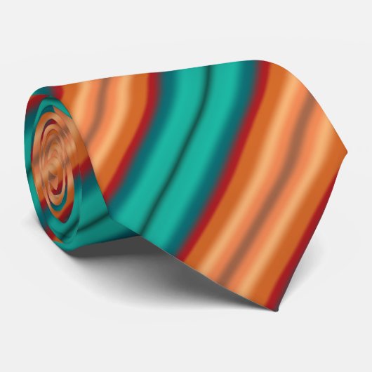Südwestliche Orange Rot-Türkis-Regenbogen Streifen Krawatte (Gerollt)
