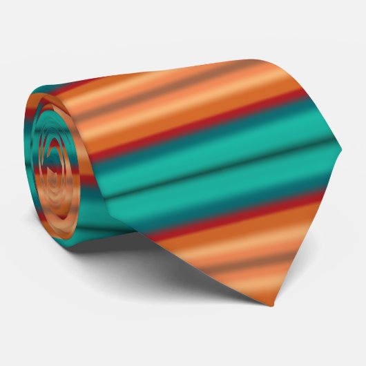 Südwestliche Orange Rot-Türkis-Regenbogen Streifen Krawatte (Gerollt)