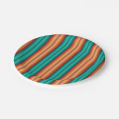 Südwestliche Orange Rot-Türkis-Regenbogen Streifen Pappteller (Schrägansicht)