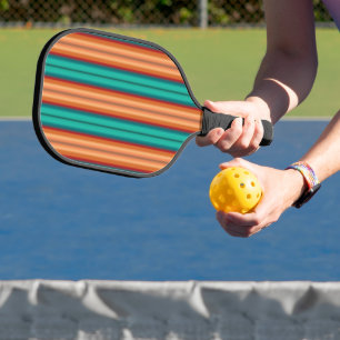 Südwestliche Orange Rot-Türkis-Regenbogen Streifen Pickleball Schläger