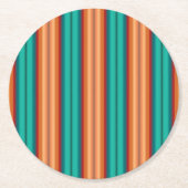 Südwestliche Orange Rot-Türkis-Regenbogen Streifen Runder Pappuntersetzer (Vorderseite)
