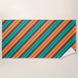 Südwestliche Orange Rot-Türkis-Regenbogen Streifen Strandtuch