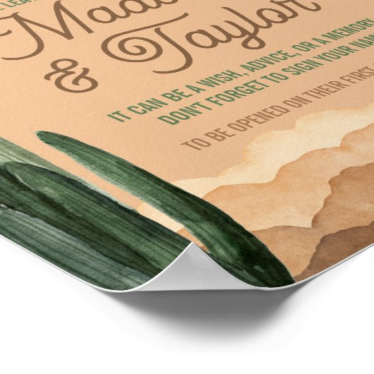 Südwestliche Rustikale Wüste Kactus Time Capsule Poster (Ecke)