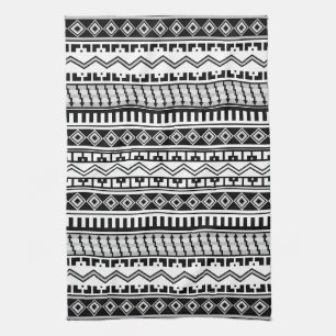Südwestliche Schwarz-Weiß-Geometrische Muster Geschirrtuch