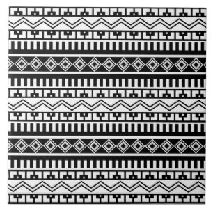 Südwestliche schwarze und weiße geometrische Muste Fliese
